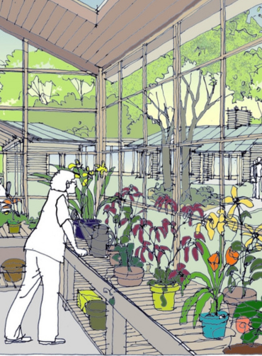 Colorful rendering of greenhouse
