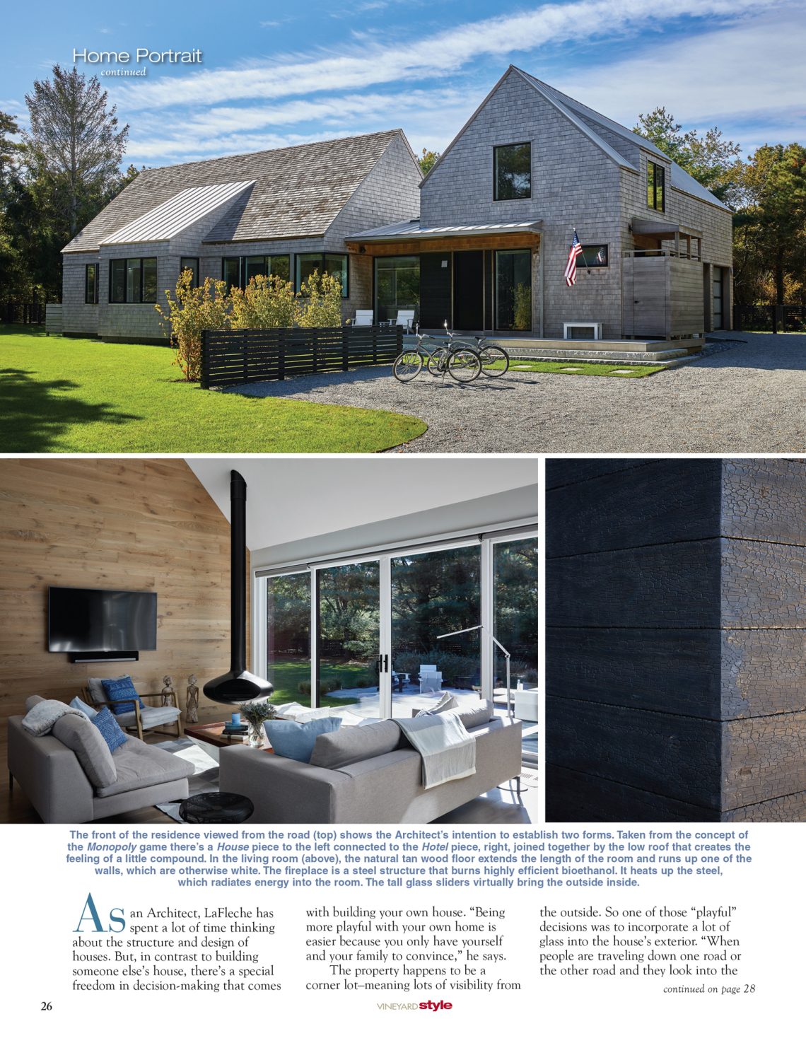 Vineyard Style Magazine, Home Portrait “Personal Property,” The ambitious home an architect builds for himself, with LDa’s Treff LaFleche