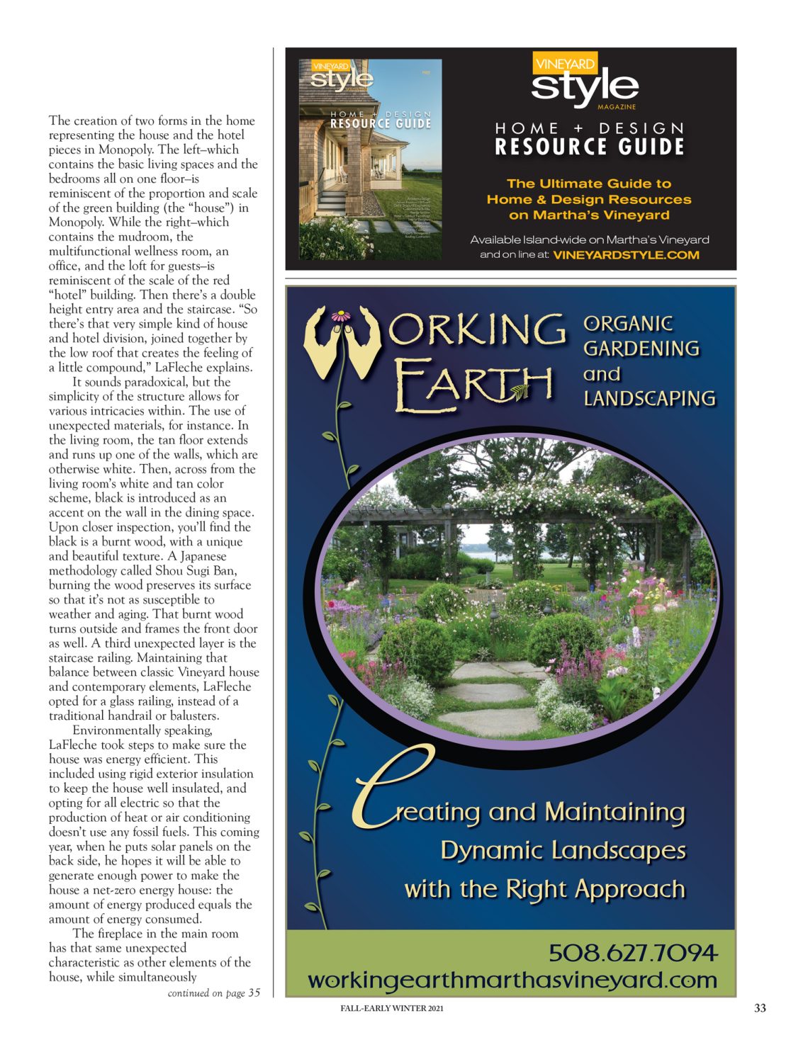 Vineyard Style Magazine, Home Portrait “Personal Property,” The ambitious home an architect builds for himself, with LDa’s Treff LaFleche