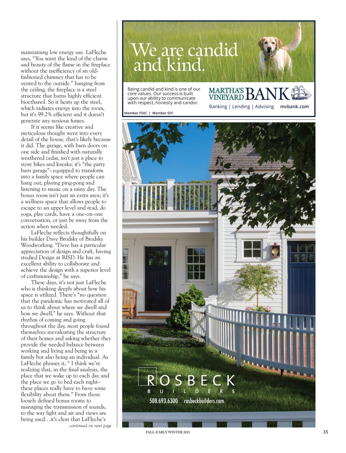 Vineyard Style Magazine, Home Portrait “Personal Property,” The ambitious home an architect builds for himself, with LDa’s Treff LaFleche