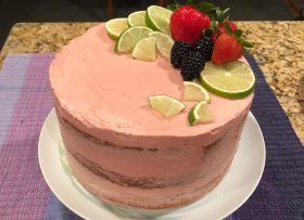 Pink cake with berries