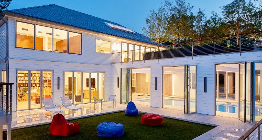 Glass House Exterior Dusk Hero