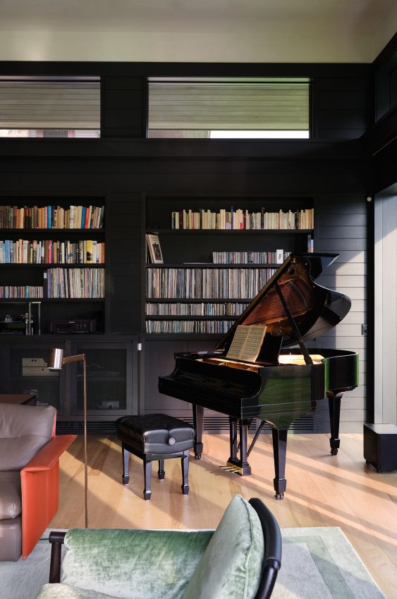Music Pavilion Interior Bookcase Piano Detail