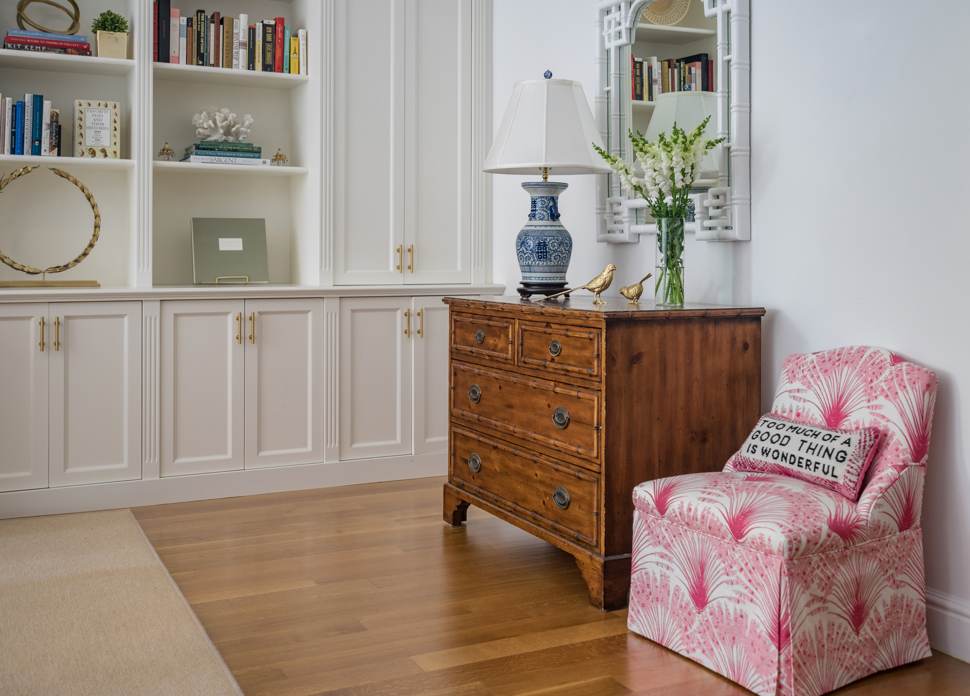 Beacon Hill Townhouse bookshelf and drawer