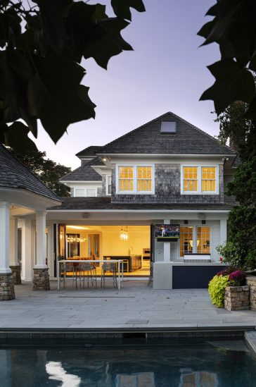 Harborside Retreat dusk pool patio 2